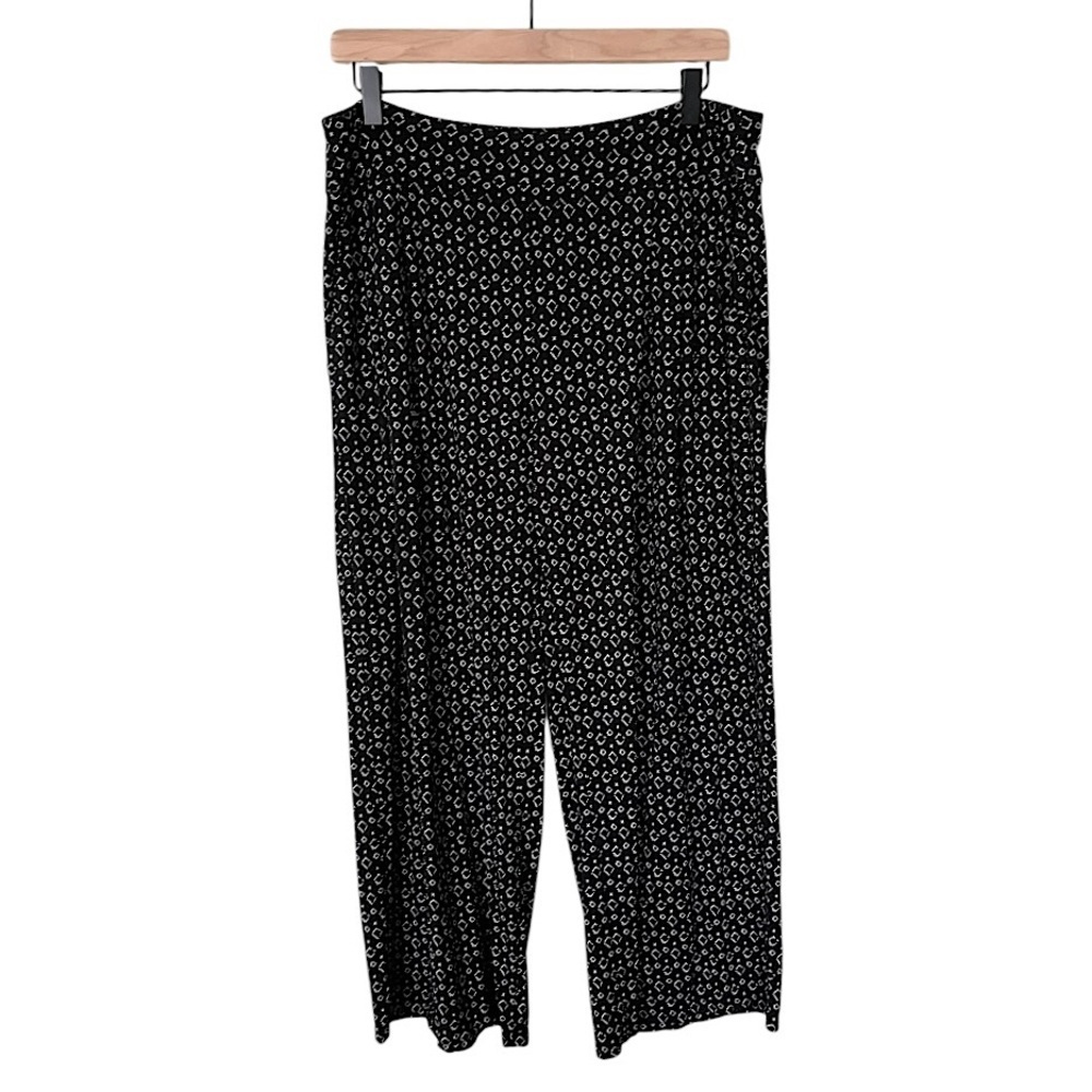 J.‎ Jill Wearever Collection Pleated Cropped Flowy Geometric Print Pants Medium